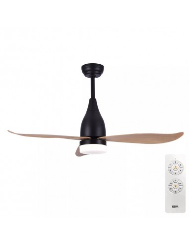 Ventilateur de plafond Led Noir et Bois 112 cm EDM 33815